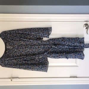 WHBM Blue and Brown Patterned Dress